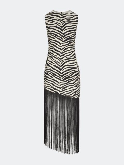 SIMONMILLER Casablanca Fringe Dress in Zebra Print