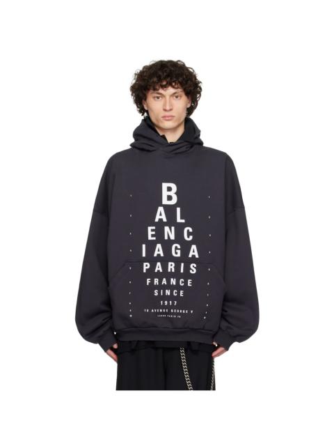 BALENCIAGA Black Optical Hoodie Large Fit Hoodie
