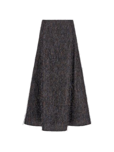 PESERICO metallic-yarn frayed midi skirt