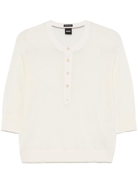 BOSS Henley-neck sweater