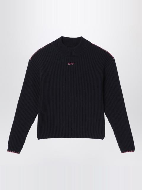 Black cotton and wool jumper