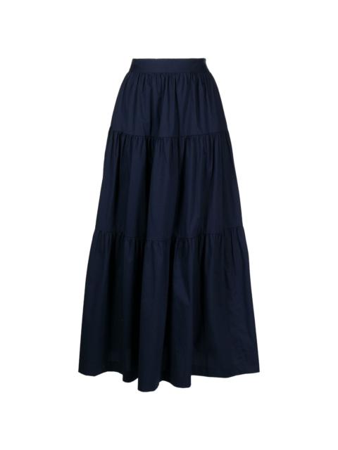 high-waisted tiered midi skirt