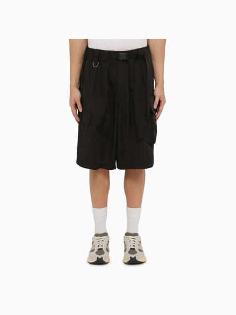 adidas Black cargo bermuda shorts in recycled polyester