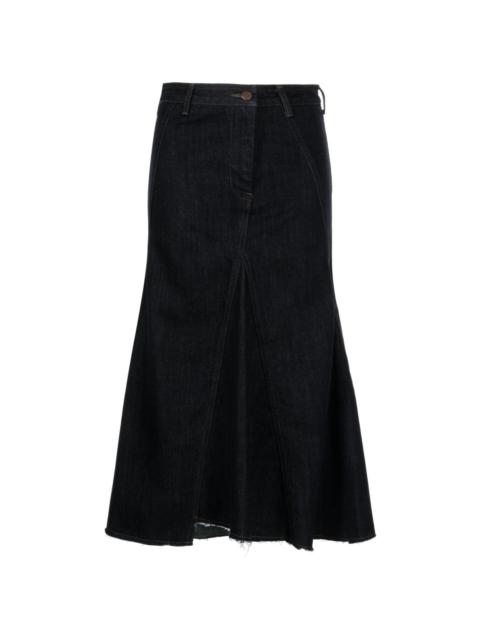 high-waist denim skirt