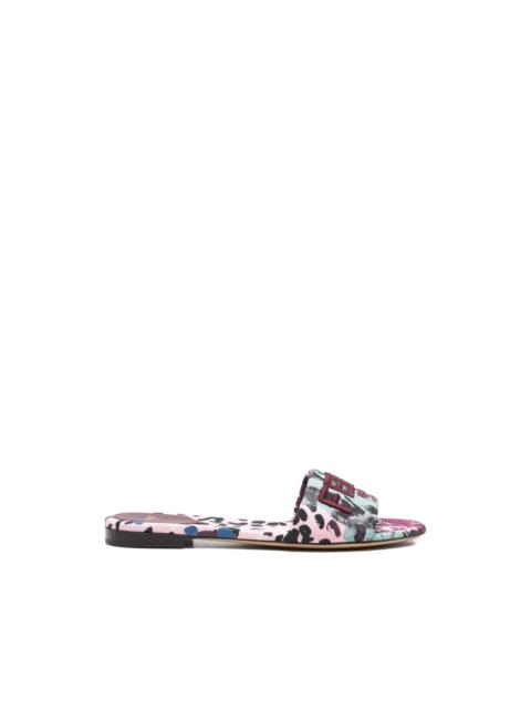 FENDI logo-embroidery floral-print sandals