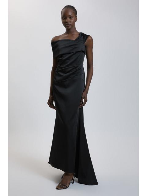 KAREN MILLEN Tailored Satin Drape Asymmetric Maxi Fishtail Dress