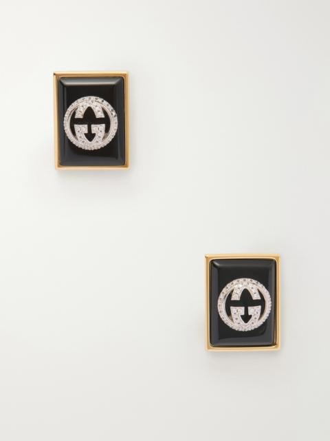 GUCCI Crystal-embellished Gold-tone Resin Earrings