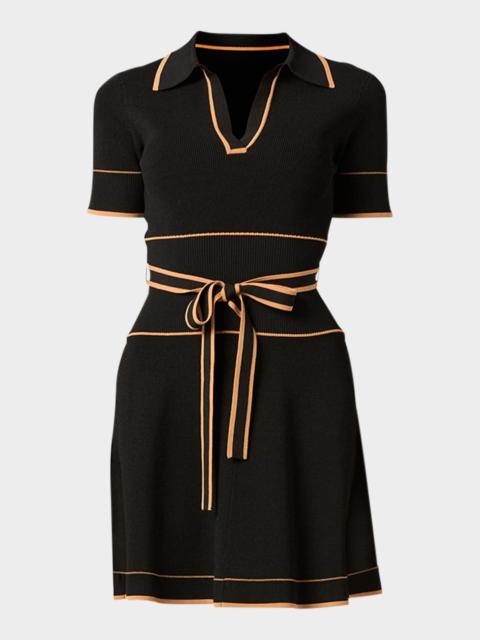 Shoshanna Maggie Tie-Waist Rib Knit Mini Dress