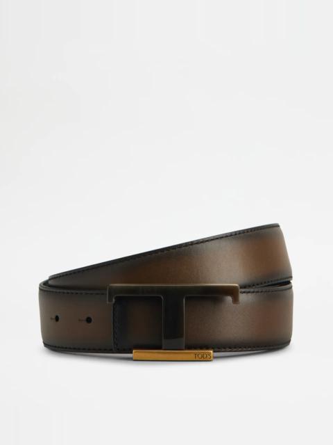 Tod's REVERSIBLE BELT IN LEATHER - BROWN, BLACK