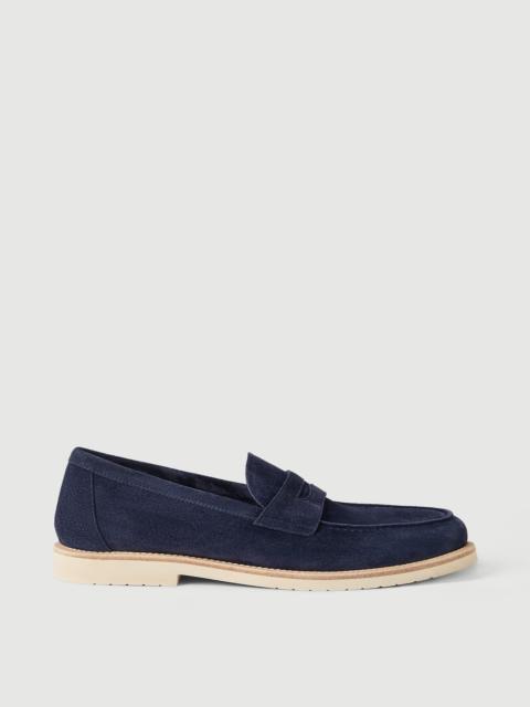 Brunello Cucinelli Reversed calfskin lightweight penny loafers