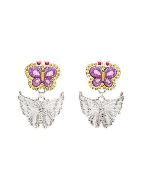 Chopova Lowena Stacked Butterfly Drop Earrings