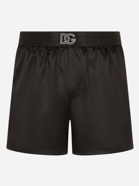 Dolce & Gabbana Silk shorts with DG logo and sleep mask
