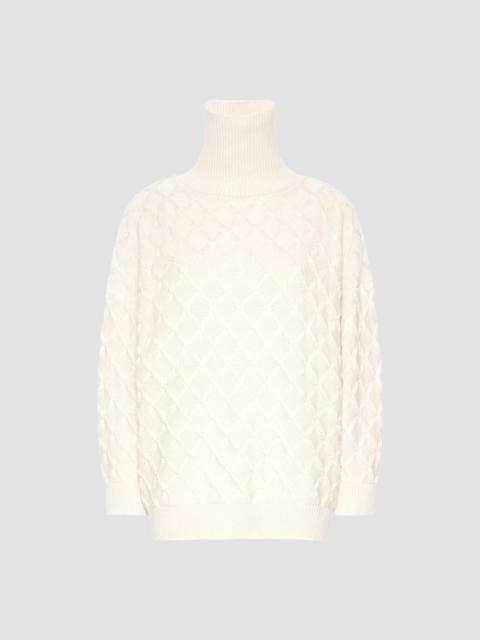 Max Mara Women's Oversized Diamond Wool and Cashmere Sweater - Beige