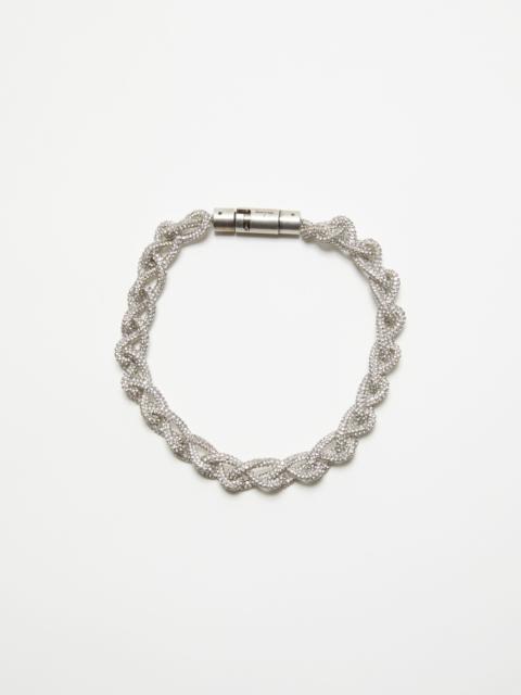 Crystal cord necklace - Antique silver/silver