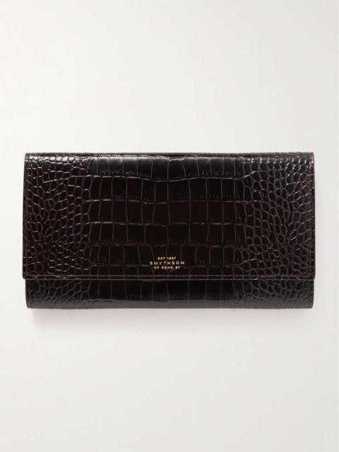 Smythson Marshall croc-effect leather travel wallet