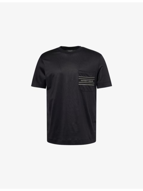 EMPORIO ARMANI Logo-Print Patch-Pocket Cotton Blend T-Shirt