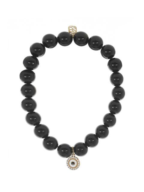 SYDNEY EVAN Small Evil Eye Onyx Charm Bracelet