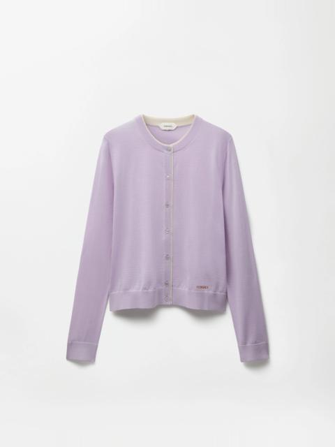 VERSACE Embroidered Wool Knit Cardigan