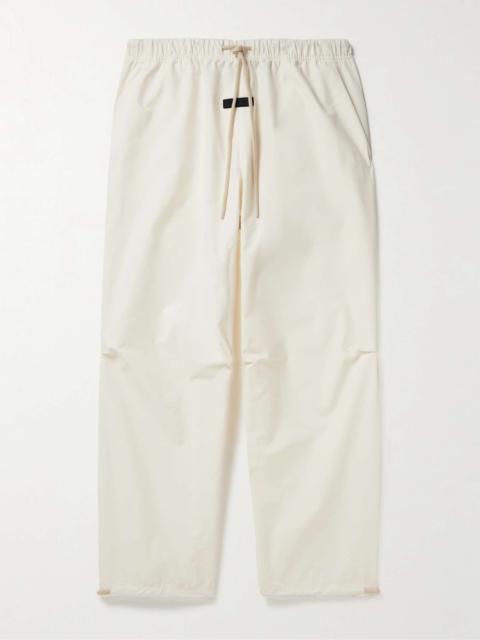 Straight-Leg Logo-Appliquéd Cotton-Blend Drawstring Trousers