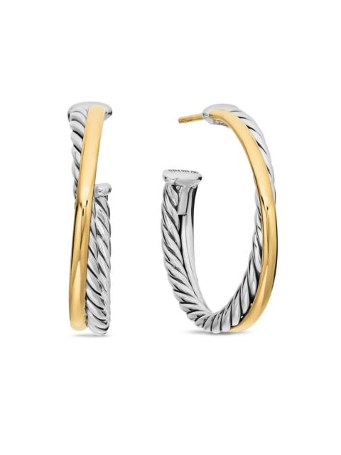 DAVID YURMAN Women's Crossover Hoop Earrings in Sterling Silver with 18K Yellow Gold, 26.5MM - Silver