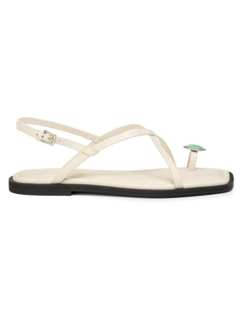 rag & bone Women's Remi Leather Toe Ring Flat Sandals - Antique White