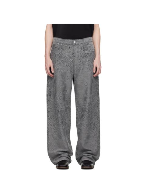 AMIRI Gray MA Quad Bandana Baggy Jeans