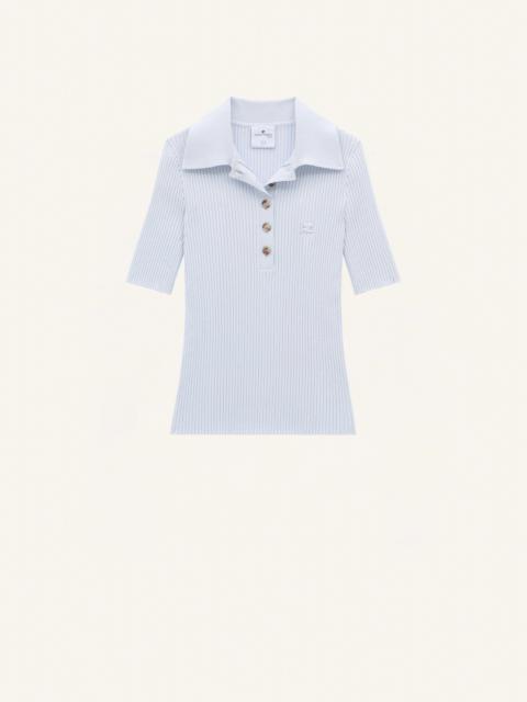 courrèges ICONIC RIB KNIT POLO SHIRT