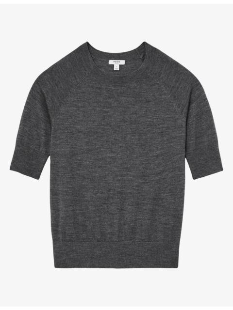 REISS Suzzie Funnel-Neck Merino-Wool T-Shirt