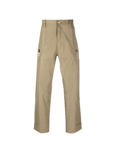 patch straight-leg trousers