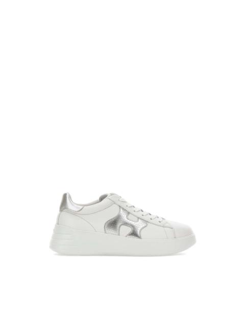 HOGAN Rebel perforated silver logo trainers
