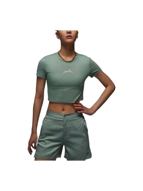 (WMNS) Air Jordan Graphic Slim Fit Crop T-shirt Asia Sizing 'Light Green' FN5721-304