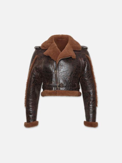 Shearling Strong Shoulder Moto in Rust