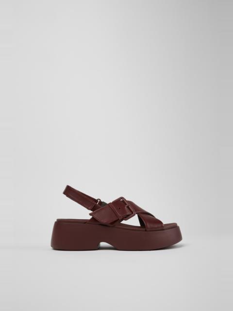 CAMPERLAB Burgundy Leather Sandals for Women.