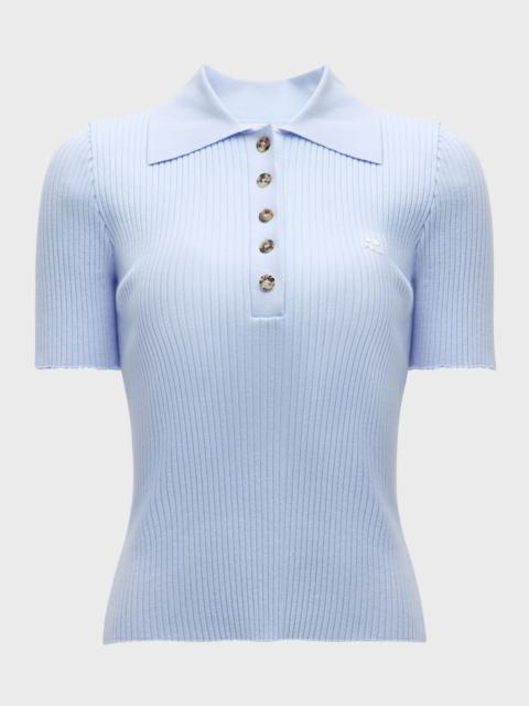 courrèges Short-Sleeve Rib Knit Polo Shirt