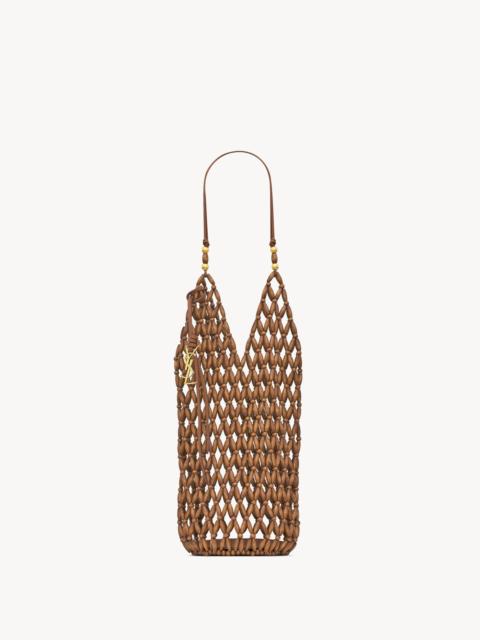 SAINT LAURENT SUPPLE BUCKET IN WOOD BEADS