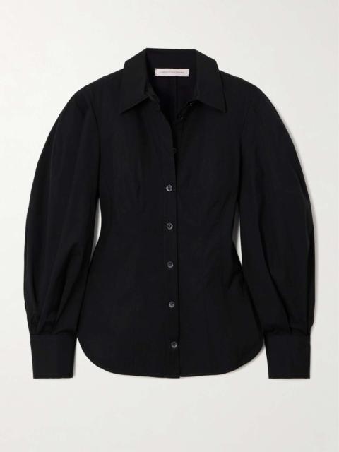 CAROLINA HERRERA Cotton-blend poplin shirt Black