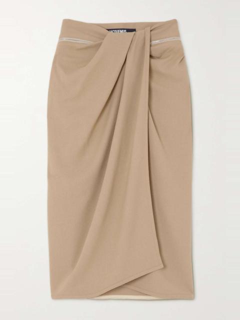 JACQUEMUS Bodri zip-detailed draped crepe skirt