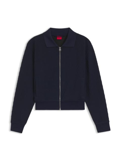 HUGO ZIPPERED SWEATSHIRT WITH STACKED-LOGO PULLER