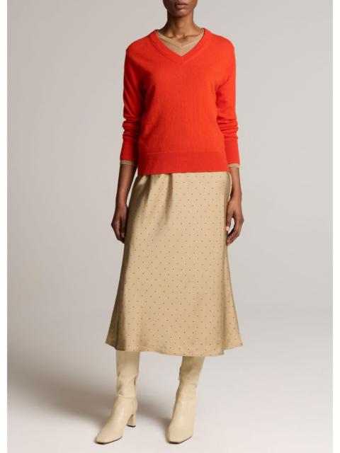 Vince Grid Dot Matte Satin Slip Skirt