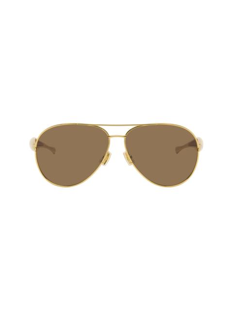 Bottega Veneta Gold Sardine Aviator Sunglasses