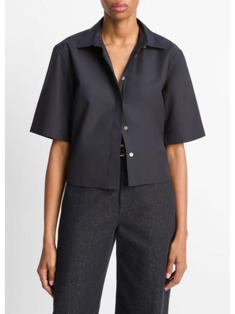 Vince Cotton Short-Sleeve Cropped Shirt