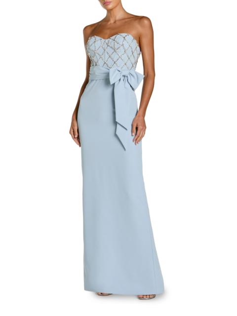 MAC DUGGAL Women's Crystal-Embellished Crêpe Strapless Bustier Gown - Powder Blue
