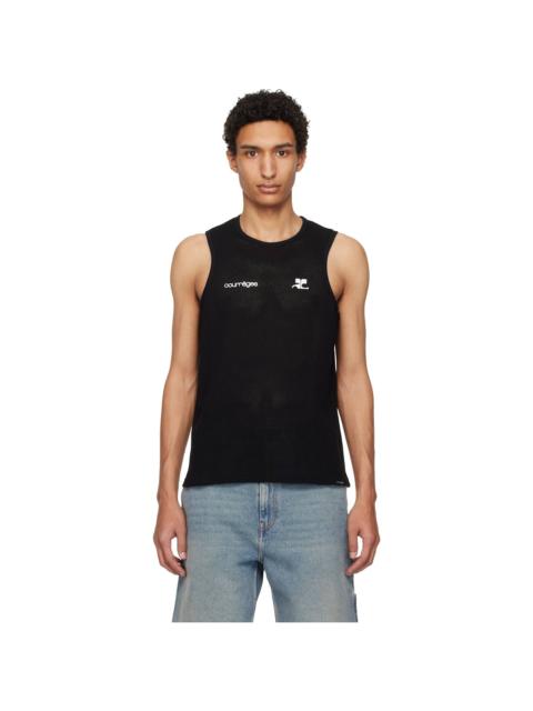 courrèges Black Printed Mesh Tank Top