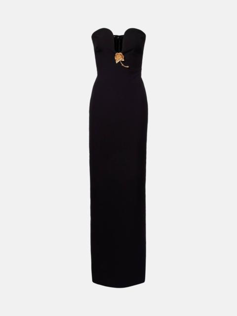 ROLAND MOURET Floral-appliqué strapless gown
