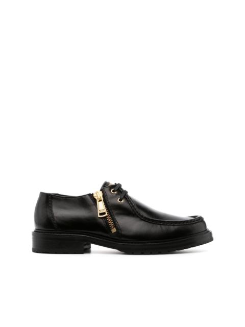 logo-print zipped leather loafers