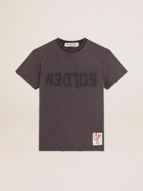 Distressed slim-fit T-shirt in anthracite gray