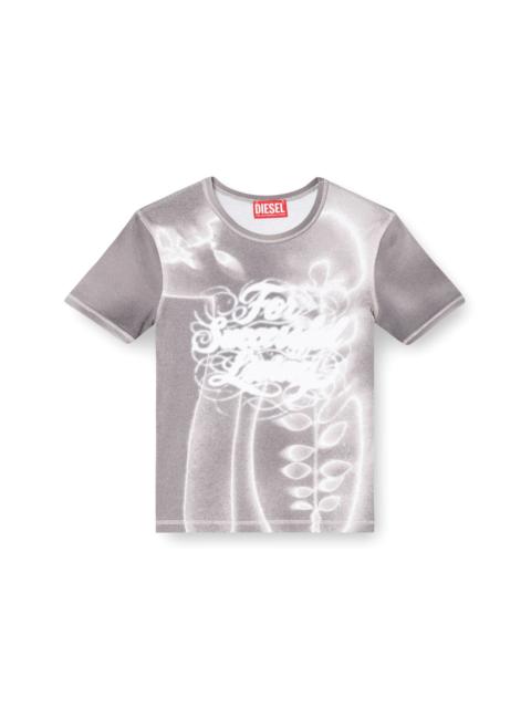 Diesel TOP IN RIBBED JERSEY WITH GRAPHIC PRINT