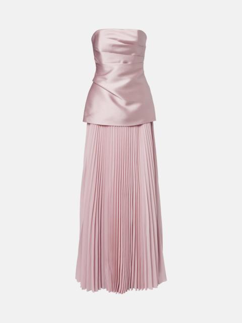 SOLACE LONDON Claudette satin-trimmed bustier gown