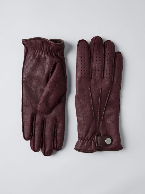 Vintage-effect shearling gloves