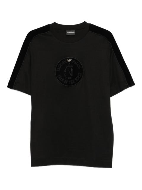 EMPORIO ARMANI velvet-panel T-shirt